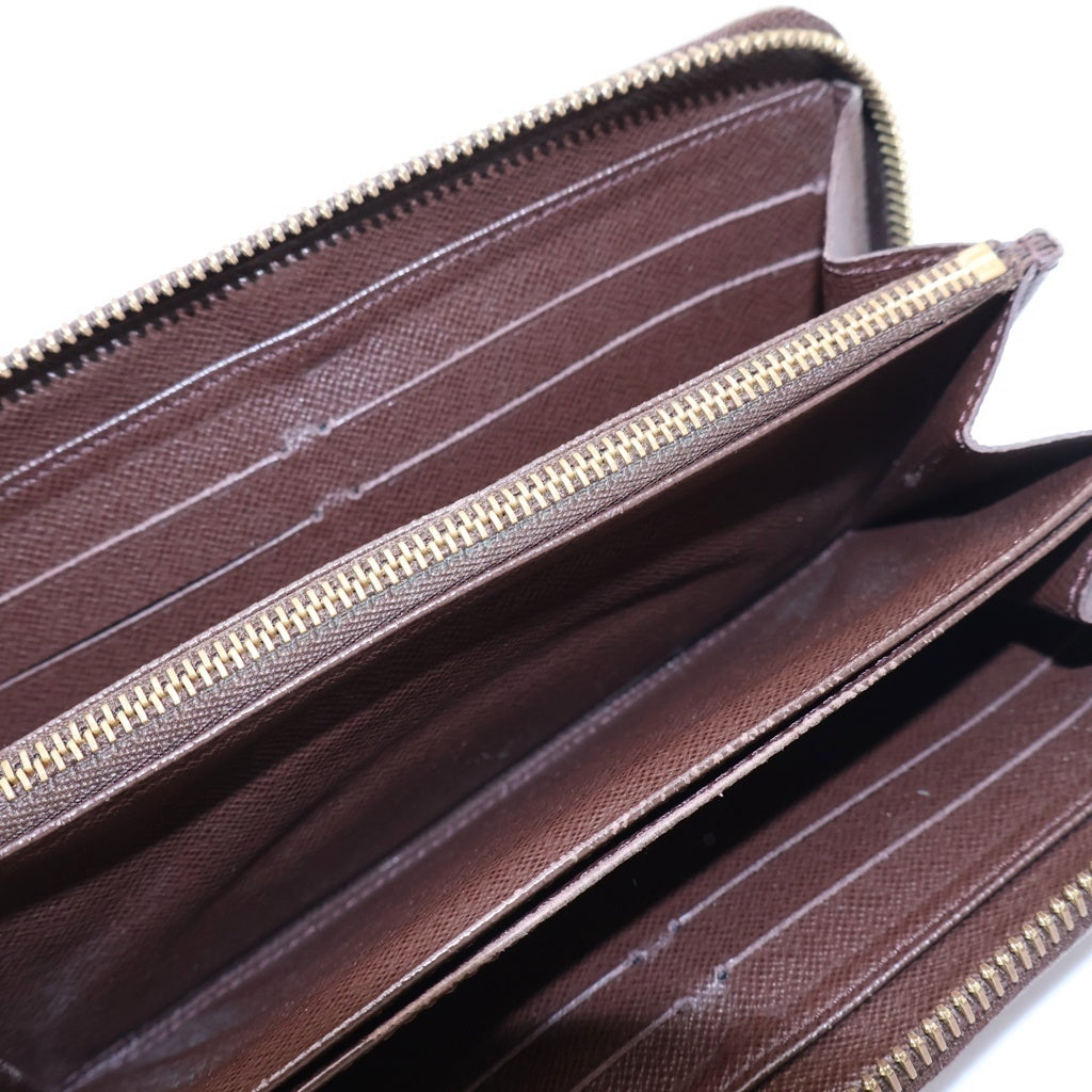 LOUIS VUITTON(ルイヴィトン) ダミエ ラウンドファスナーウォレット ロングウォレット 長財布 カードケース ブラウン PVCレザー N60015 ゴールド金具 レディース