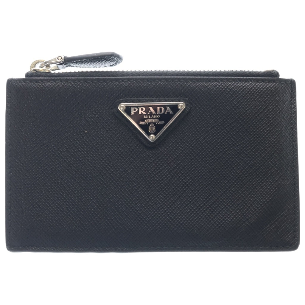 PRADA(プラダ) トライアングルロゴ サフィアーノ レザー カードケース 名刺入れ パスケース コインケース ブラック