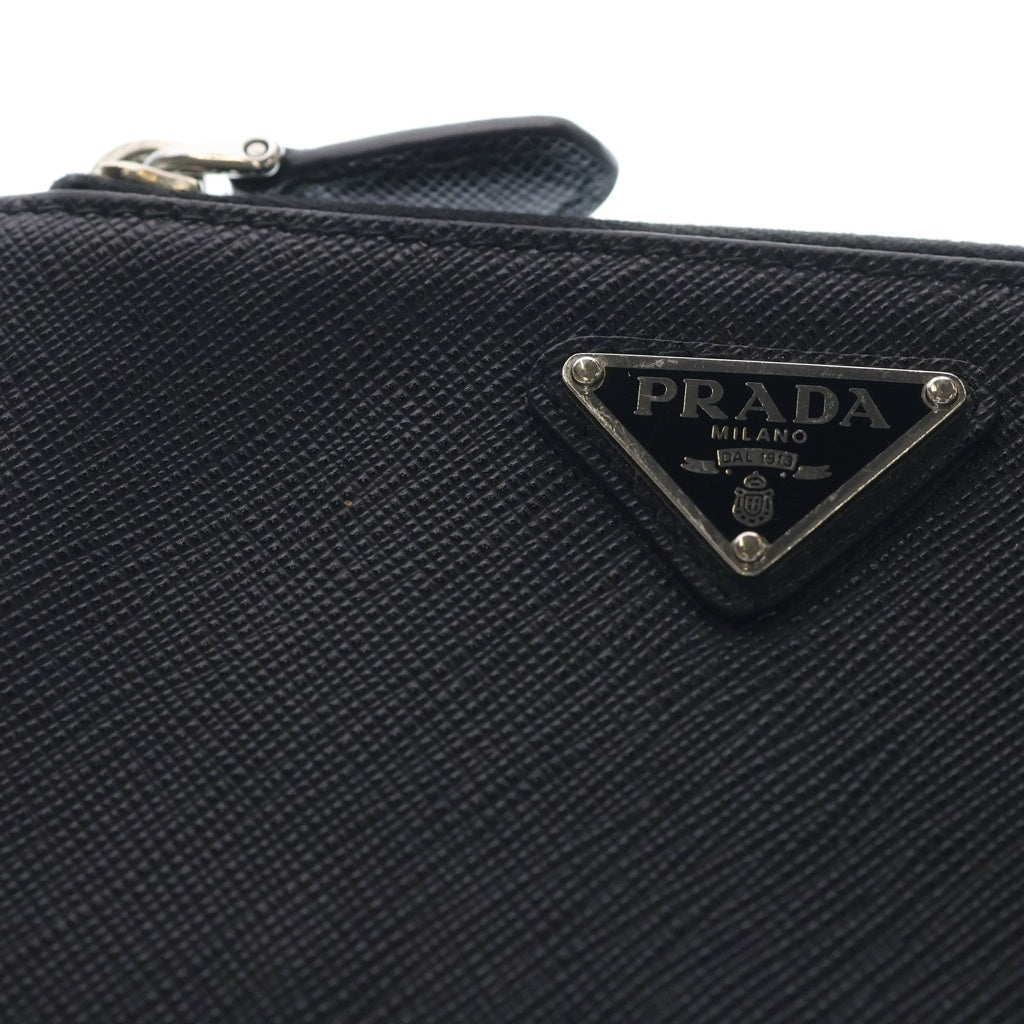 PRADA(プラダ) トライアングルロゴ サフィアーノ レザー カードケース 名刺入れ パスケース コインケース ブラック