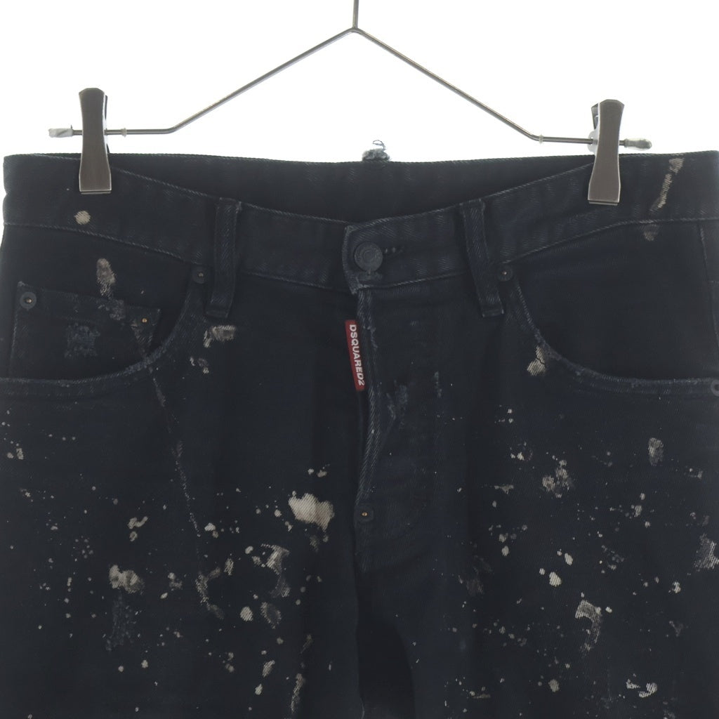 DSQUARED2(ディースクエアード) ペイント加工 スリムストレート デニムパンツ ブラック 46 71LB028130564