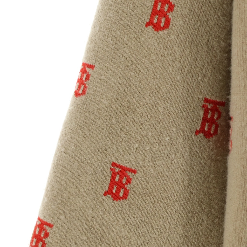 BURBERRY(バーバリー) TBモノグラム ロゴジャガード オーバーサイズ ニット カーディガン ベージュ/レッド 8021032 レディース