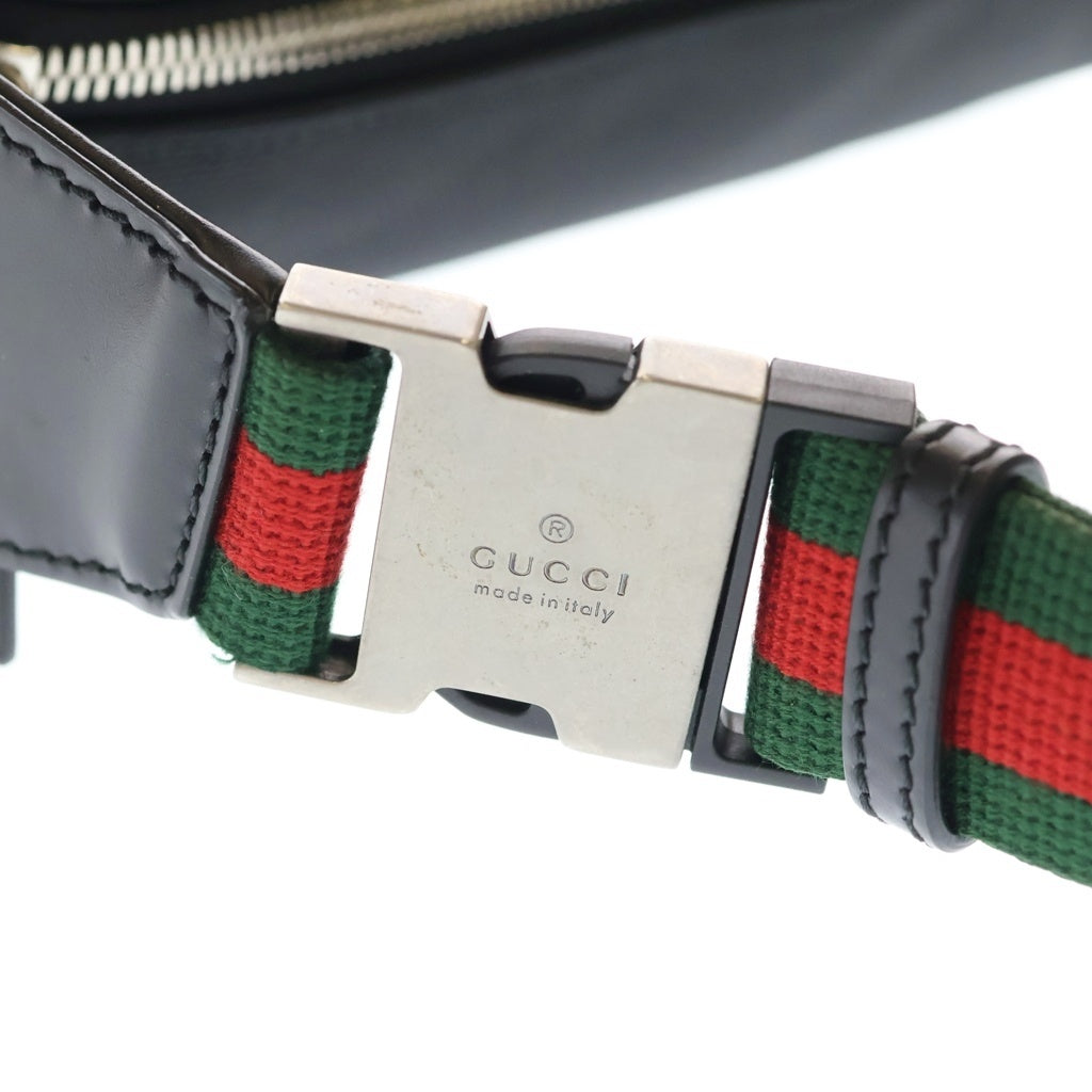 GUCCI(グッチ) シェリーライン ナイロン×レザー ボディバッグ ウエストバッグ 630920 ブラック