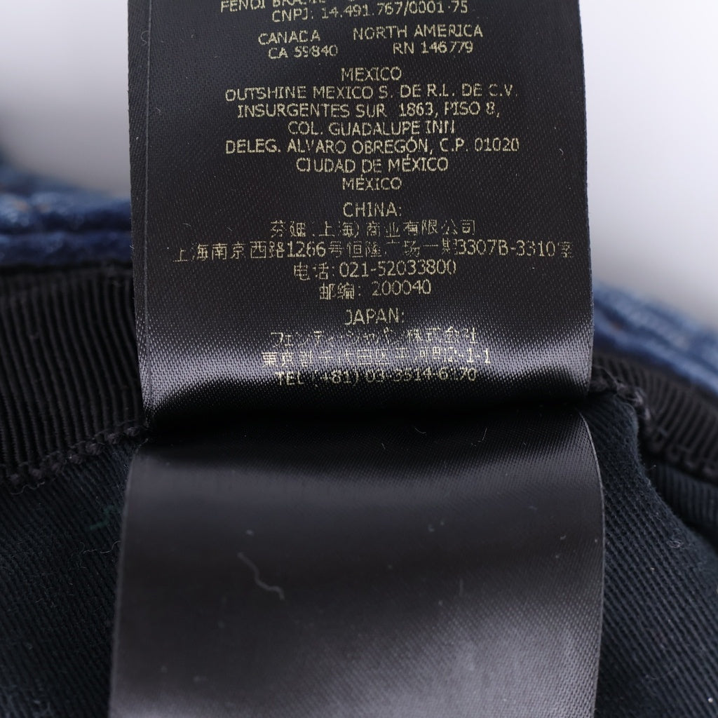 FENDI(フェンディ) ロゴ刺繍 カットオフ デニム フリンジ バケットハット 帽子 インディゴ FXQ963 AN9JS