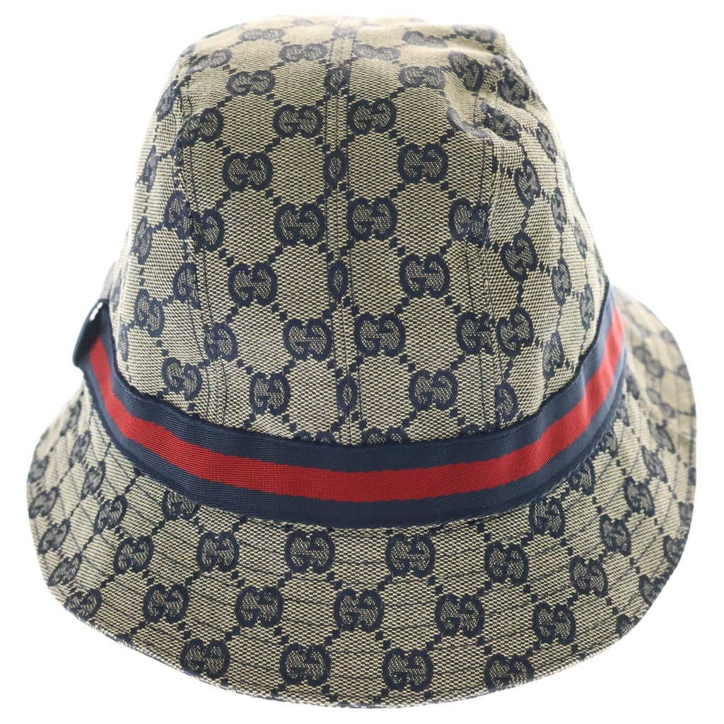 GUCCI(グッチ) GGキャンバス シェリーライン バケットハット 帽子 ネイビー 030367