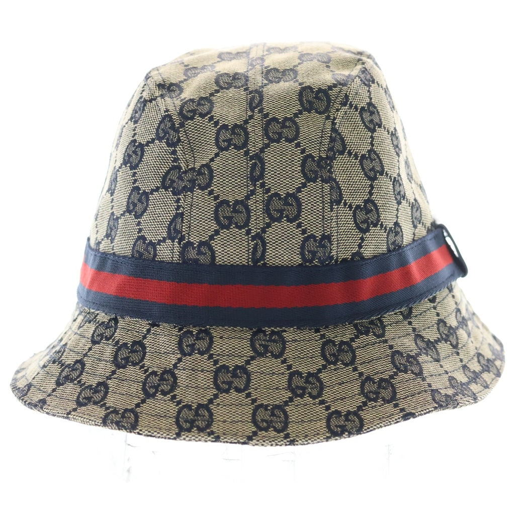 GUCCI(グッチ) GGキャンバス シェリーライン バケットハット 帽子 ネイビー 030367