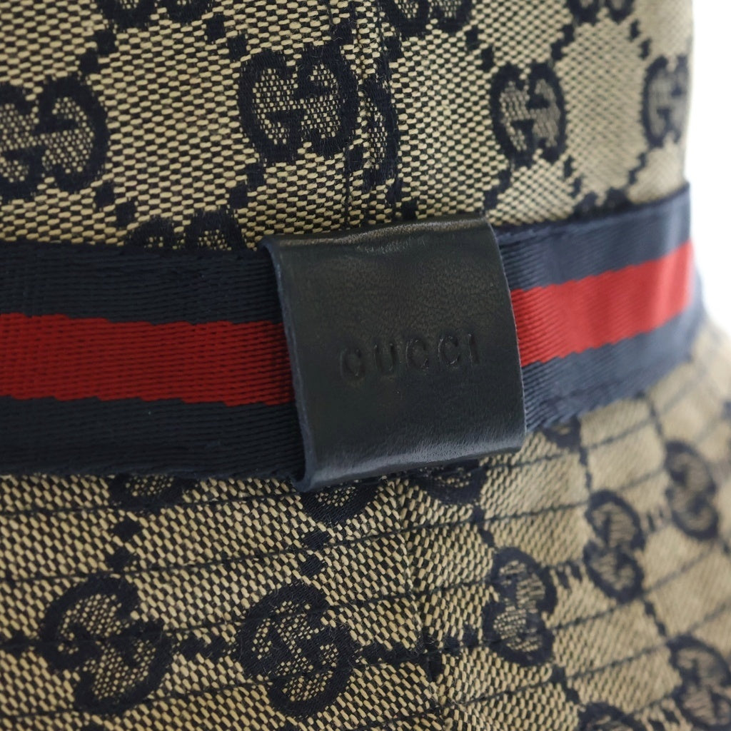 GUCCI(グッチ) GGキャンバス シェリーライン バケットハット 帽子 ネイビー 030367