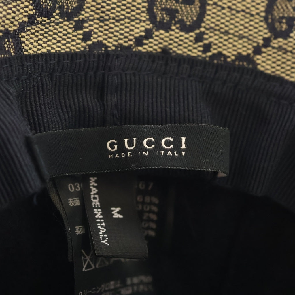 GUCCI(グッチ) GGキャンバス シェリーライン バケットハット 帽子 ネイビー 030367
