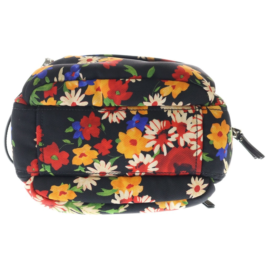 miumiu(ミュウミュウ) フラワープリント 2WAYショルダーバッグ ハンドバッグ ブラック×マルチカラー キャンバス 5BB070 シルバー金具 レディース