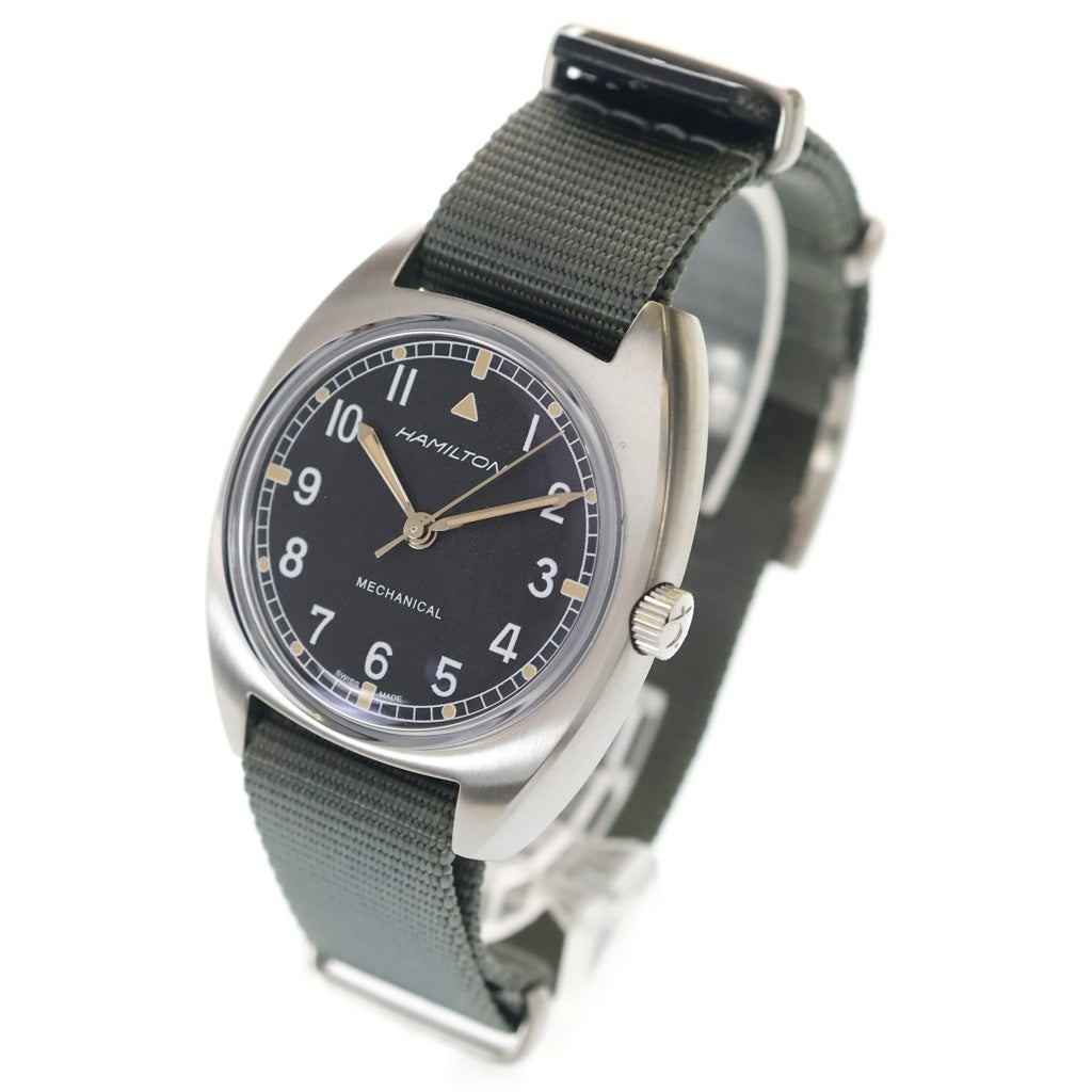 HAMILTON(ハミルトン) カーキ アビエーション パイロット パイオニア SS×ナイロン ステンレス 手巻き 腕時計 H764190 黒文字盤