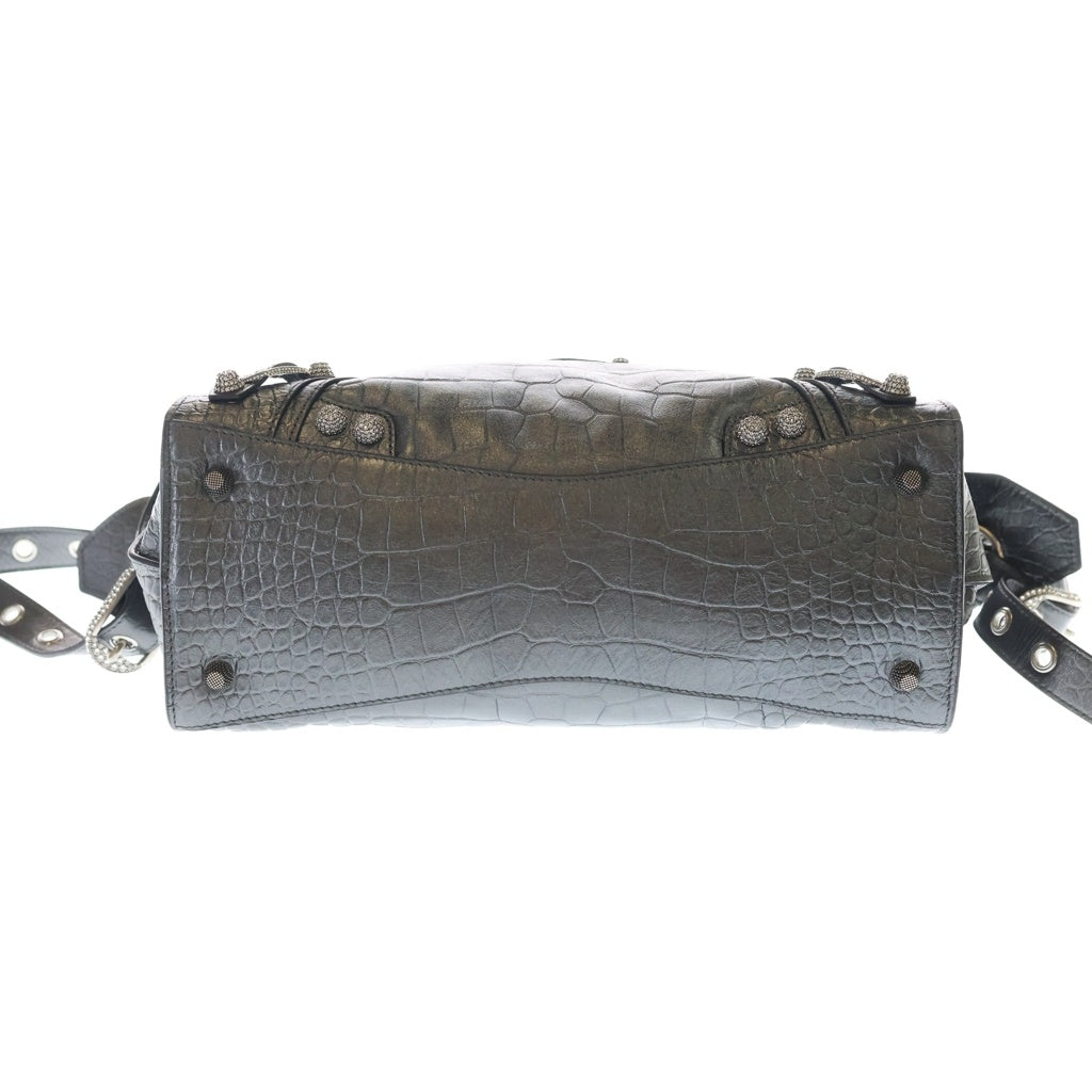 BALENCIAGA(バレンシアガ) ネオ カゴール シティ メタリックレザー 2WAY ハンド ショルダーバッグ グレー 736046 レディース