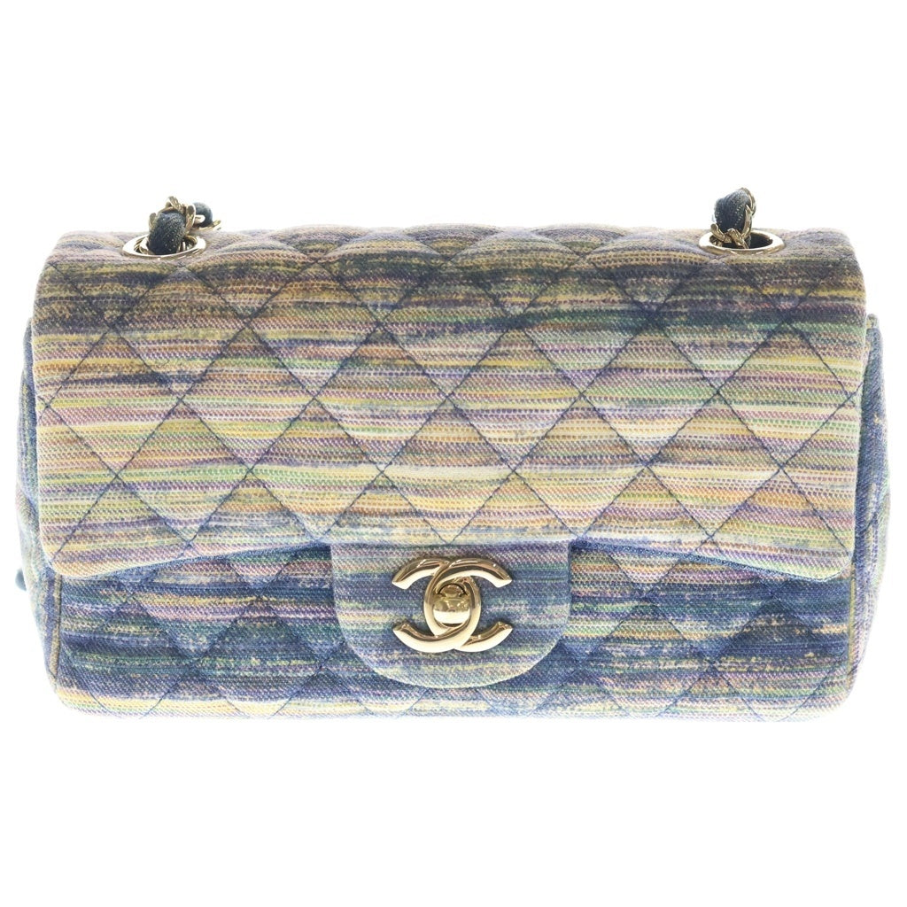CHANEL(シャネル) ミニマトラッセ チェーン ショルダーバック シングル フラップ デニム マルチカラー ネイビー A69900 レディース