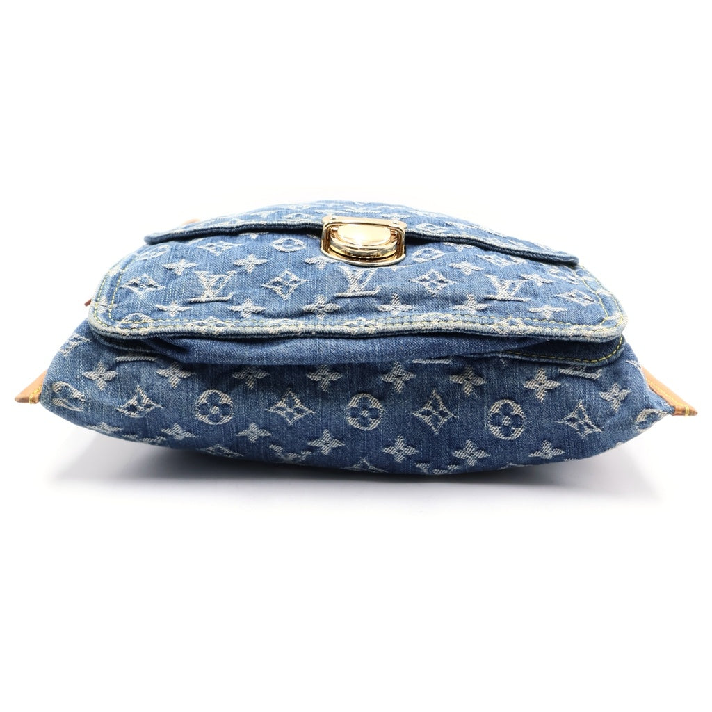 LOUIS VUITTON(ルイヴィトン) モノグラムデニム フラット・ショッパー デニム レザー トートバッグ ハンドバッグ ブルー M95018 レディース
