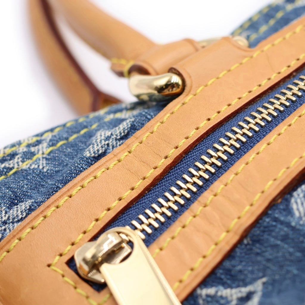 LOUIS VUITTON(ルイヴィトン) モノグラムデニム フラット・ショッパー デニム レザー トートバッグ ハンドバッグ ブルー M95018 レディース
