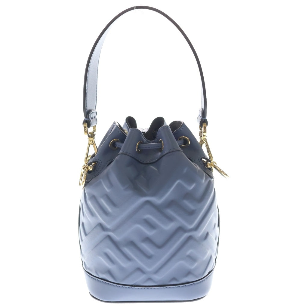 FENDI(フェンディ) モントレゾール ミニ ショルダーバッグ 巾着バッグ ブルー レザー 8BS093 ゴールド金具 レディース