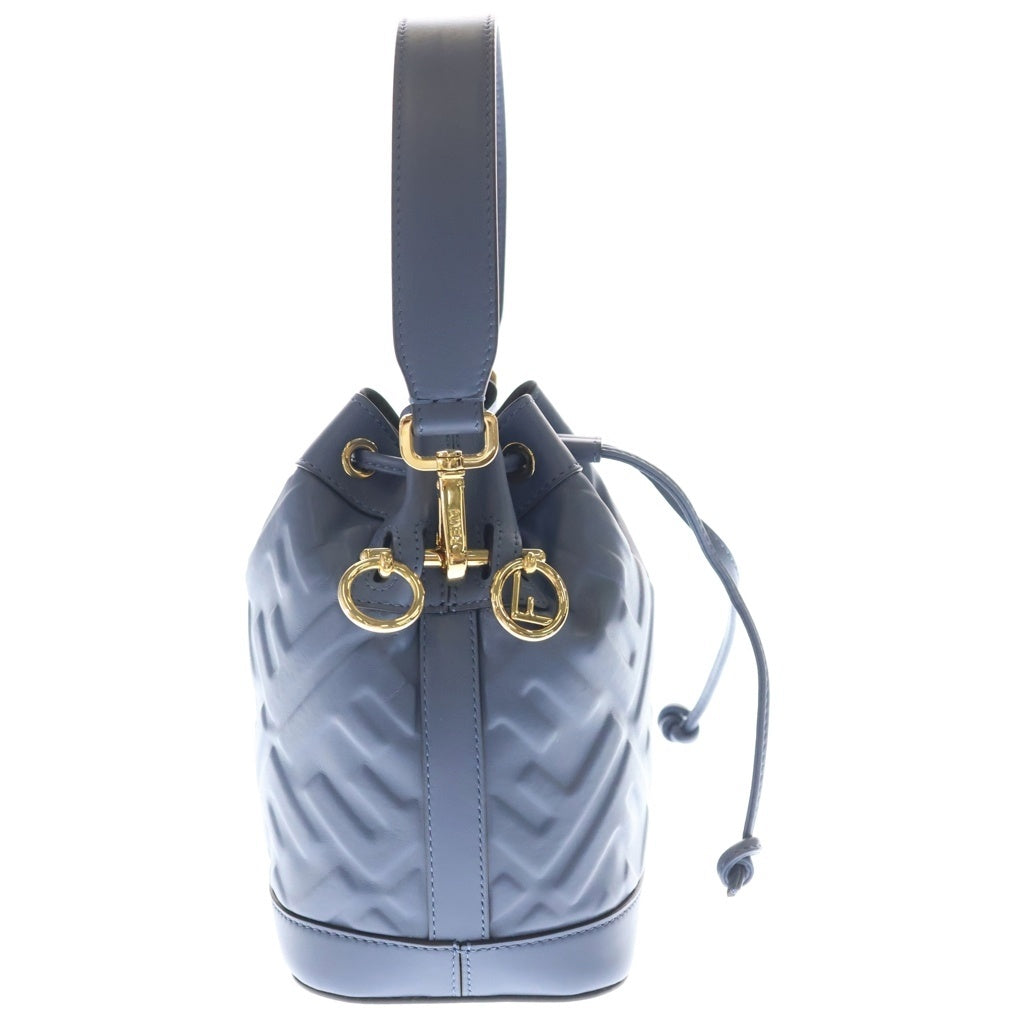 FENDI(フェンディ) モントレゾール ミニ ショルダーバッグ 巾着バッグ ブルー レザー 8BS093 ゴールド金具 レディース