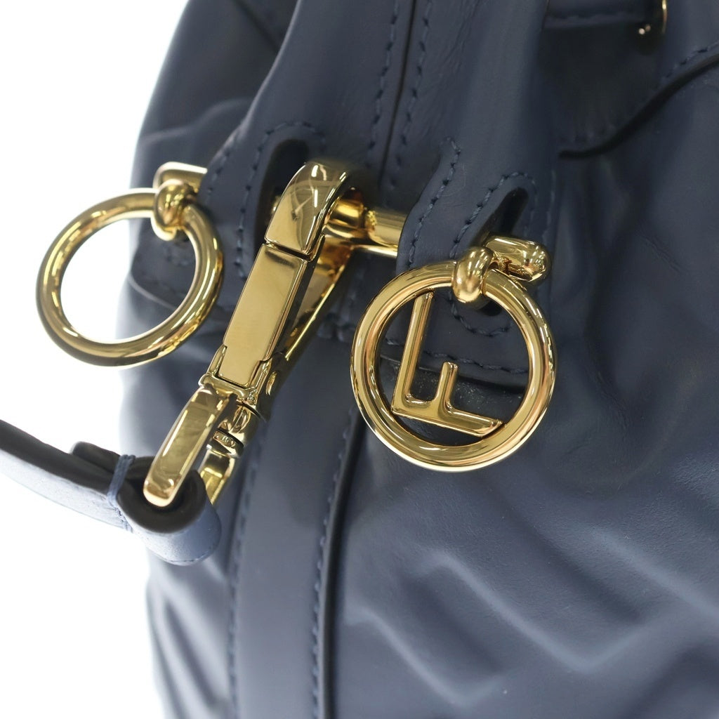 FENDI(フェンディ) モントレゾール ミニ ショルダーバッグ 巾着バッグ ブルー レザー 8BS093 ゴールド金具 レディース