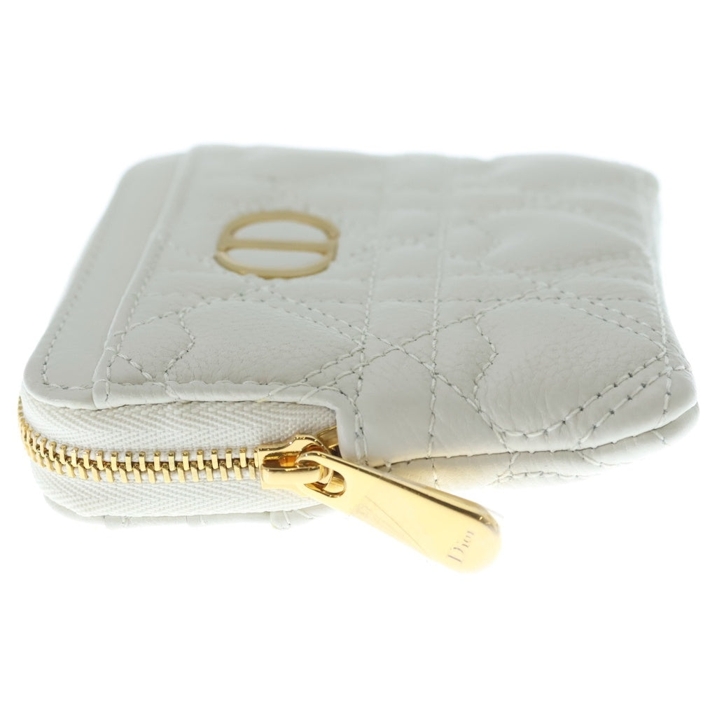 Christian Dior(クリスチャンディオール) カロラベンダー ハート ポーチ カードケース フラグメントケース ホワイト レザー S5177UNID ゴールド金具 レディース