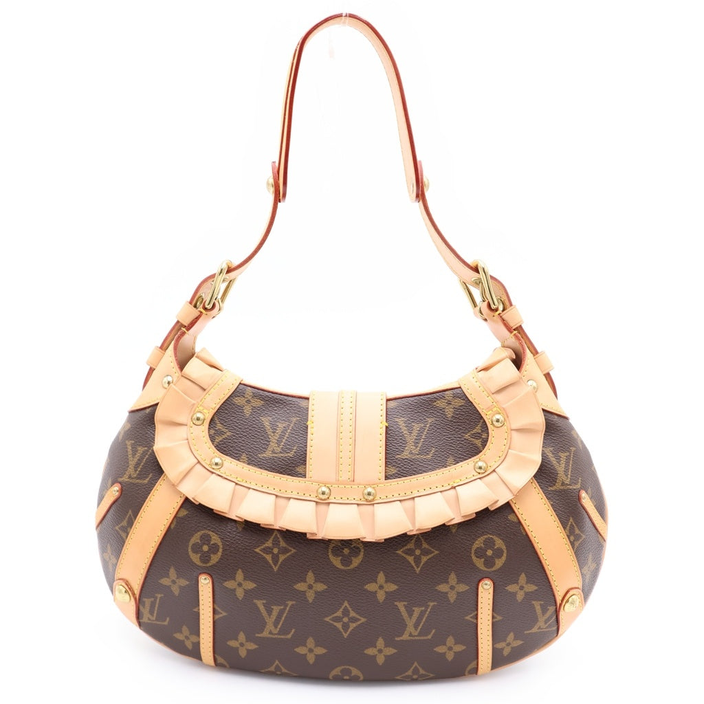 LOUIS VUITTON(ルイヴィトン) モノグラム レオノール ハンドバッグ ワンショルダーバッグ ブラウン レザー×PVC M92394 ゴールド金具 レディース