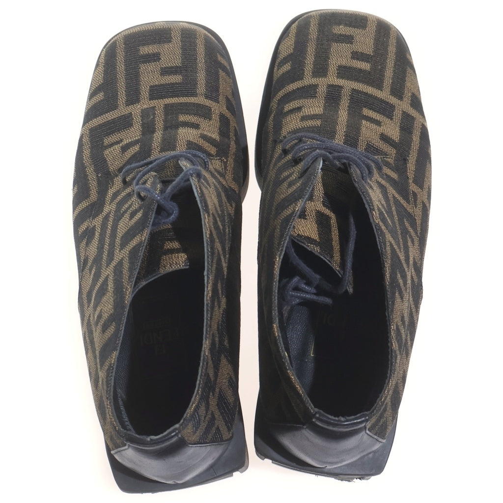 FENDI(フェンディ) ズッカ柄 ヒールショートブーツ シューズ キャンバス 総柄 ブラウン/ブラック レディース