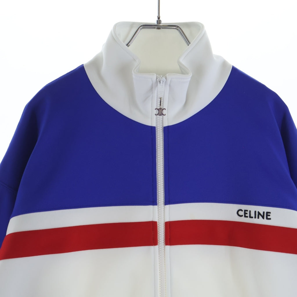 CELINE(セリーヌ) 23SS Tracksuit Jacket トラックスーツ ロゴ刺繍 トリオンフ ジップアップ ジャケット ブルゾン ホワイト/ブルー 2Y84A121O