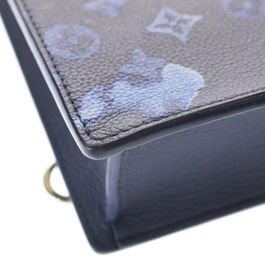 LOUIS VUITTON(ルイヴィトン) ウォーターカラーモノグラム サックプラ メッセンジャー ハンドバッグ トートバッグ ネイビー PVCレザー M57843 シルバー金具 レディース