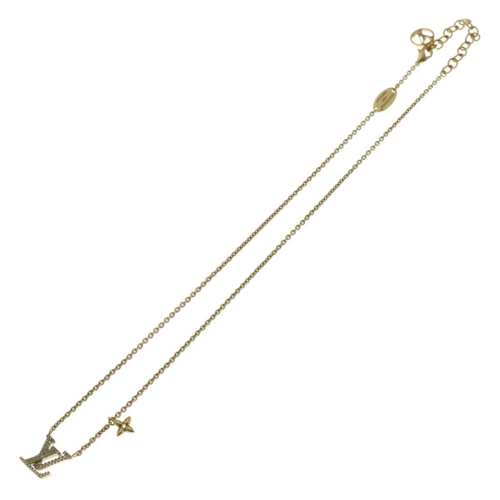 LOUIS VUITTON(ルイヴィトン) LVアイコニック ロゴラインストーン ペンダント ネックレス チェーン GP M00596 レディース