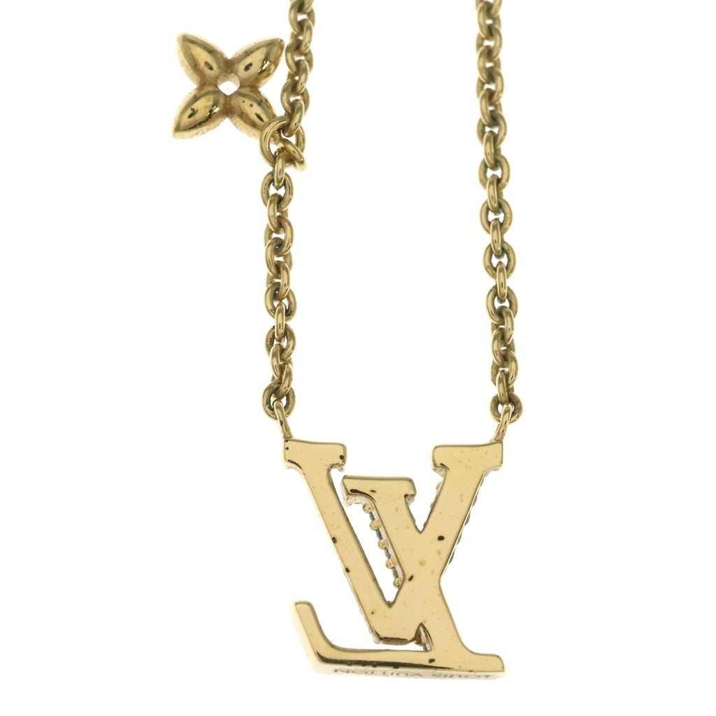 LOUIS VUITTON(ルイヴィトン) LVアイコニック ロゴラインストーン ペンダント ネックレス チェーン GP M00596 レディース