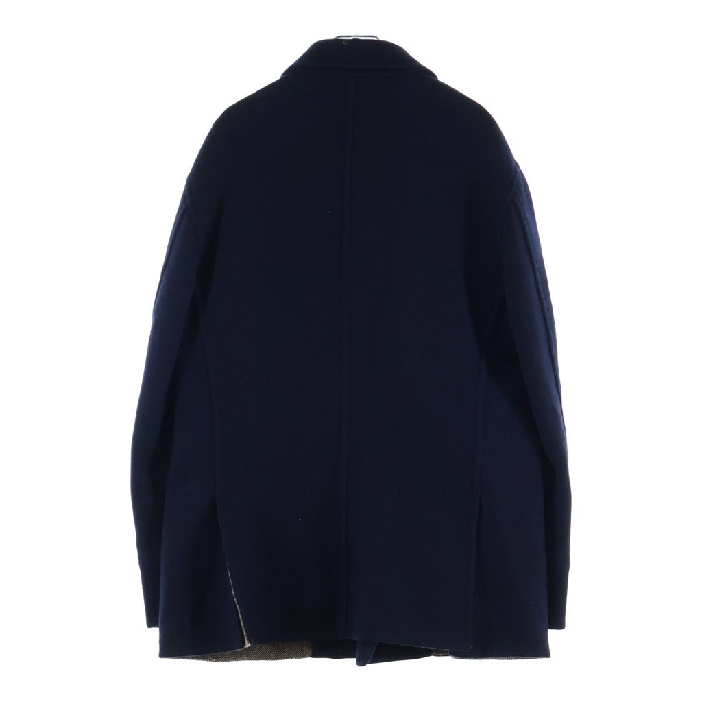 BRUNELLO CUCINELLI(ブルネロクチネリ) カシミヤ混 ウール ダブルブレスト ピーコート ネイビー