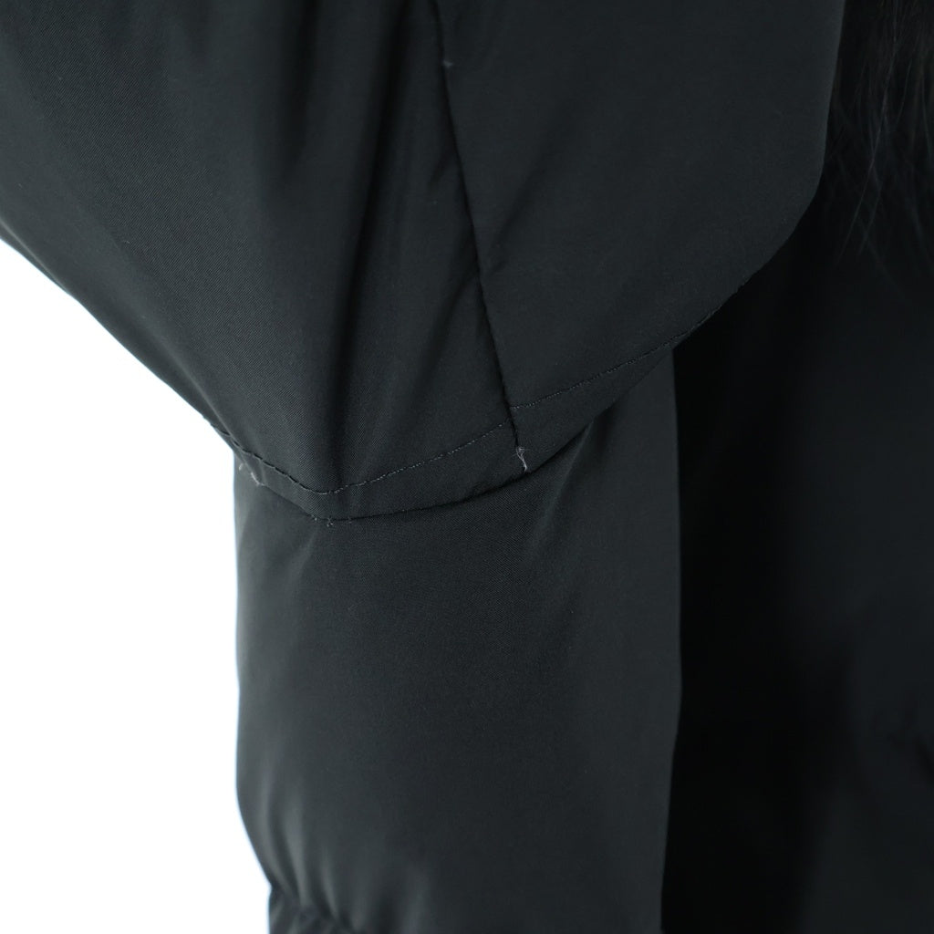 MOORER(ムーレー) AKARI-STP アカリ ファー フーデッド ベルテッド ジップアップ ダウン ロング ジャケット コート ブラック レディース