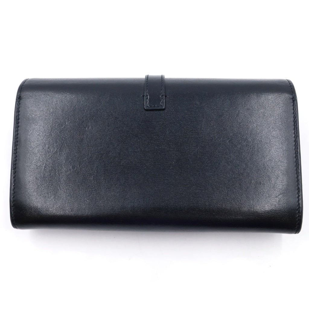 NO BRAND(ノーブランド) YSLロゴ ロングウォレット カードケース 長財布 ブラック×ホワイト レザー ゴールド金具 レディース