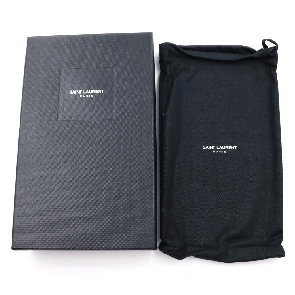 NO BRAND(ノーブランド) YSLロゴ ロングウォレット カードケース 長財布 ブラック×ホワイト レザー ゴールド金具 レディース