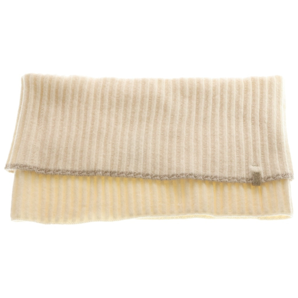 BRUNELLO CUCINELLI(ブルネロクチネリ) カシミヤ リブニット マフラー ネックウォーマー アイボリー レディース