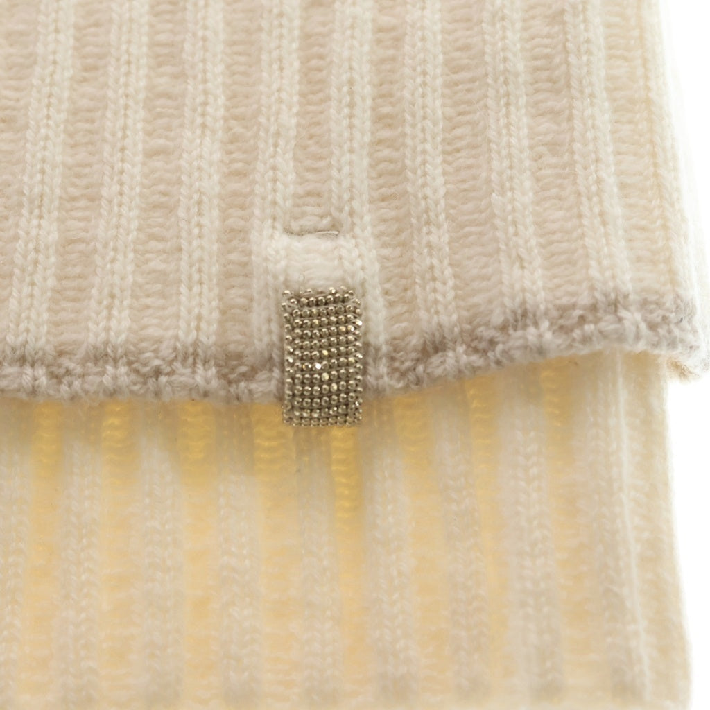 BRUNELLO CUCINELLI(ブルネロクチネリ) カシミヤ リブニット マフラー ネックウォーマー アイボリー レディース
