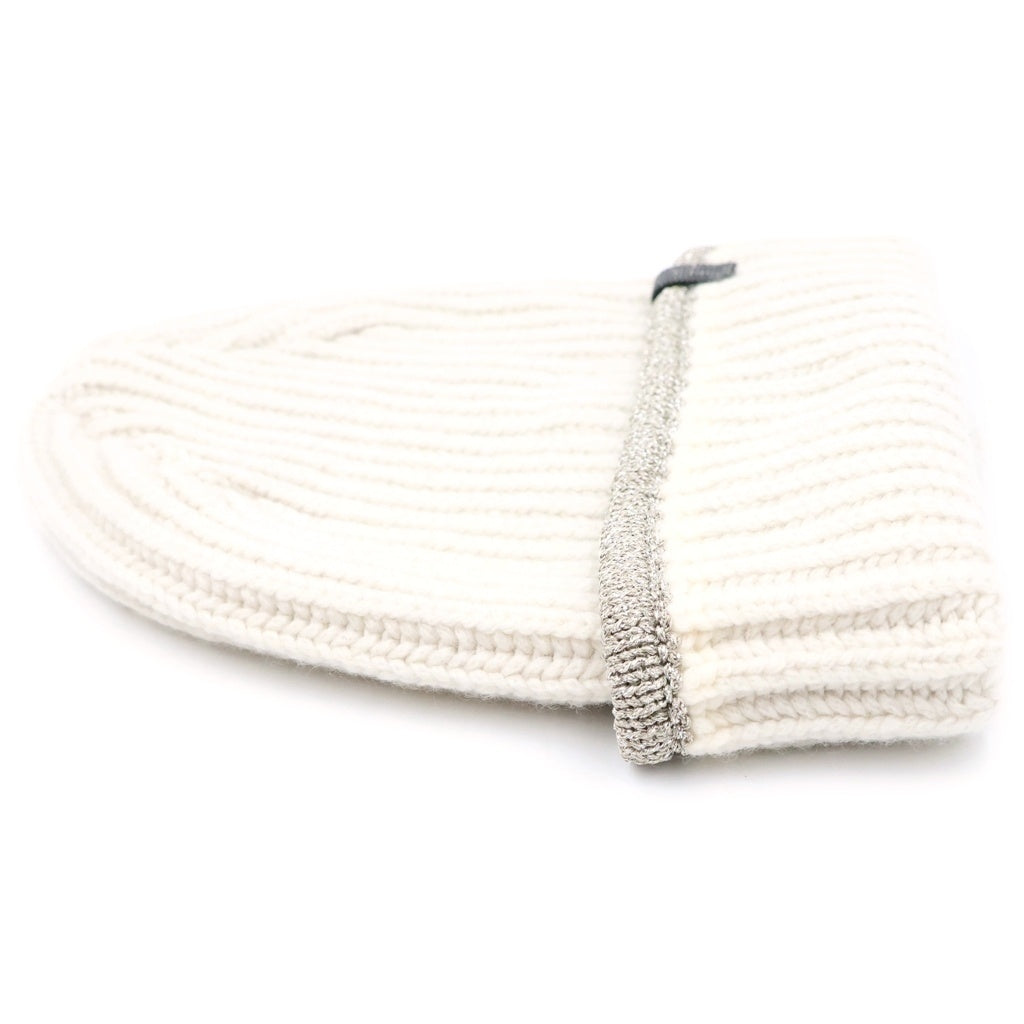 BRUNELLO CUCINELLI(ブルネロクチネリ) カシミヤ リブニット ニット帽 帽子 #S アイボリー レディース
