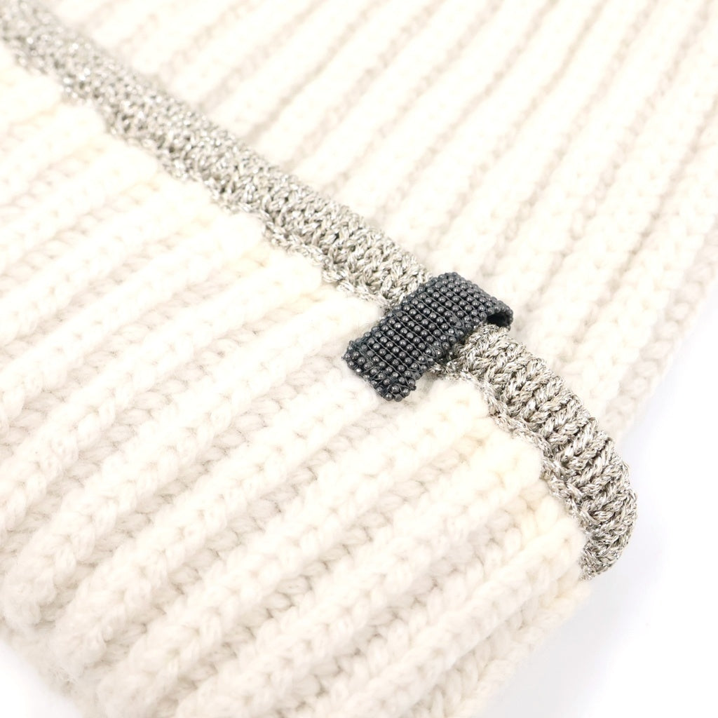 BRUNELLO CUCINELLI(ブルネロクチネリ) カシミヤ リブニット ニット帽 帽子 #S アイボリー レディース