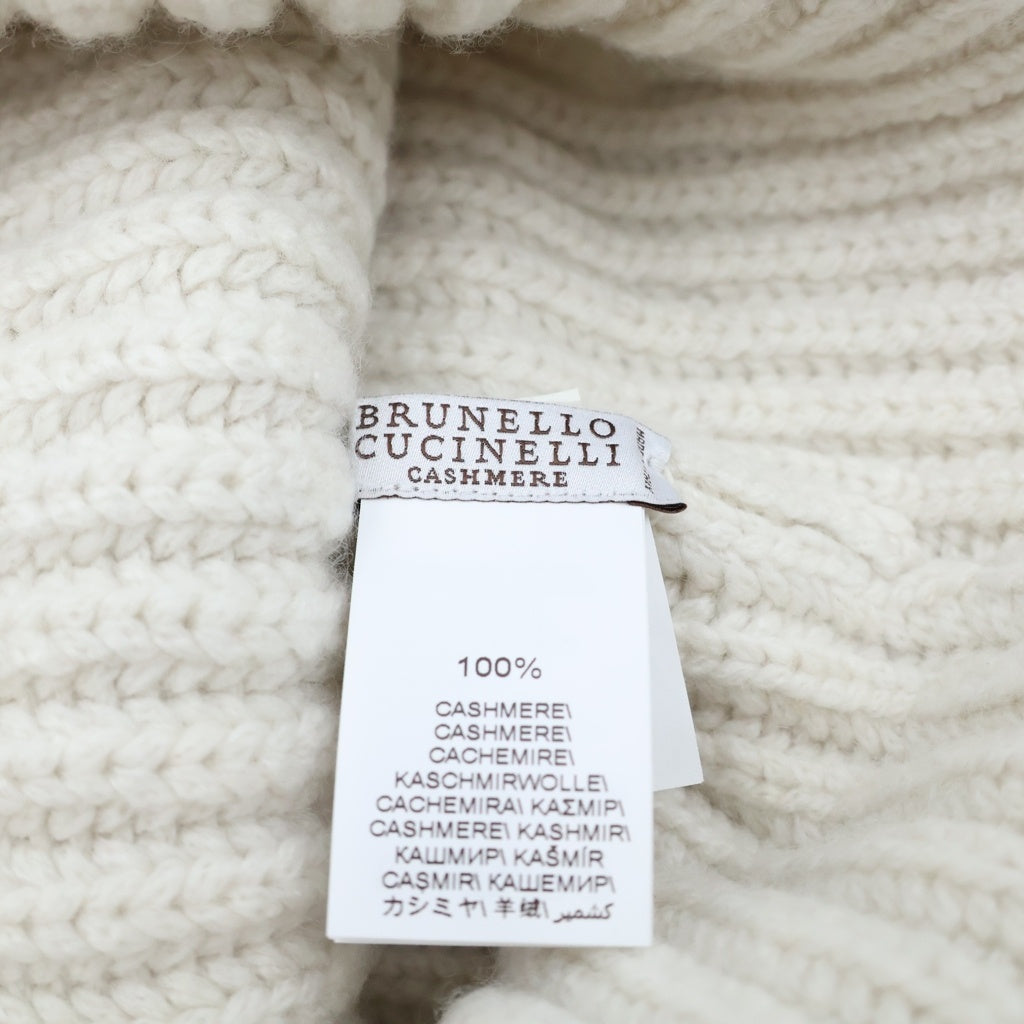 BRUNELLO CUCINELLI(ブルネロクチネリ) カシミヤ リブニット ニット帽 帽子 #S アイボリー レディース