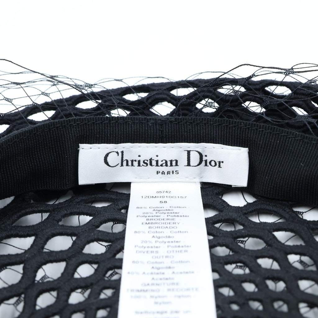 Christian Dior(クリスチャンディオール) メッシュ ベレー帽 帽子 ブラック レディース