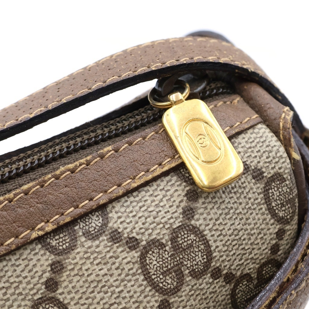 GUCCI(グッチ) オールドグッチ シェリーライン ショルダーバック ミニバッグ ブラウンベージュ レザー×PVC ゴールド金具 レディース