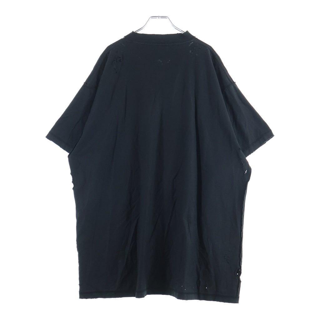 BALENCIAGA(バレンシアガ) 24SS Antwerpen Inside Out ダメージ加工 半袖Tシャツ ブラック787358 TQVP7 787358 TQVP7