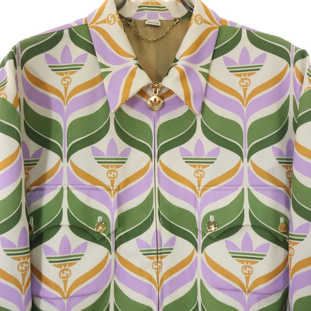 GUCCI(グッチ) 22SS ×adidas Trefoil Print Jacket アディダス トレフォイルプリント トラックジャケット 691425 マルチ レディース