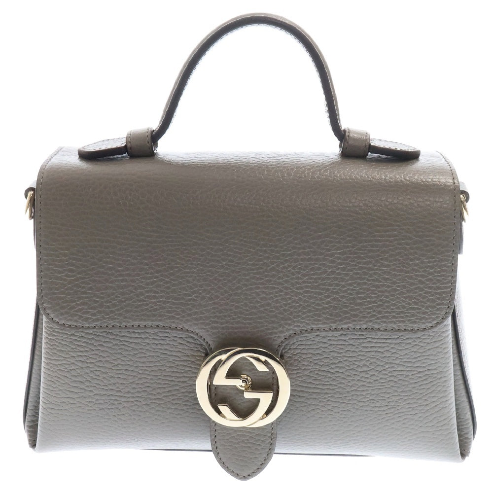 GUCCI(グッチ) インターロッキングG 2wayショルダーバッグ グレー レザー ハンドバッグ ショルダーバッグ 510302