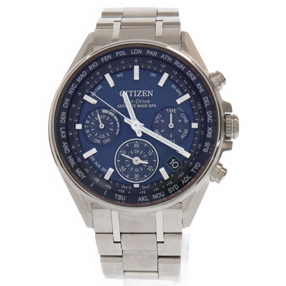 CITIZEN(シチズン) エコドライブ アテッサ ダブルダイレクトフライト 青文字盤 Ti チタン SS/AT CC4000-59L メンズ 腕時計