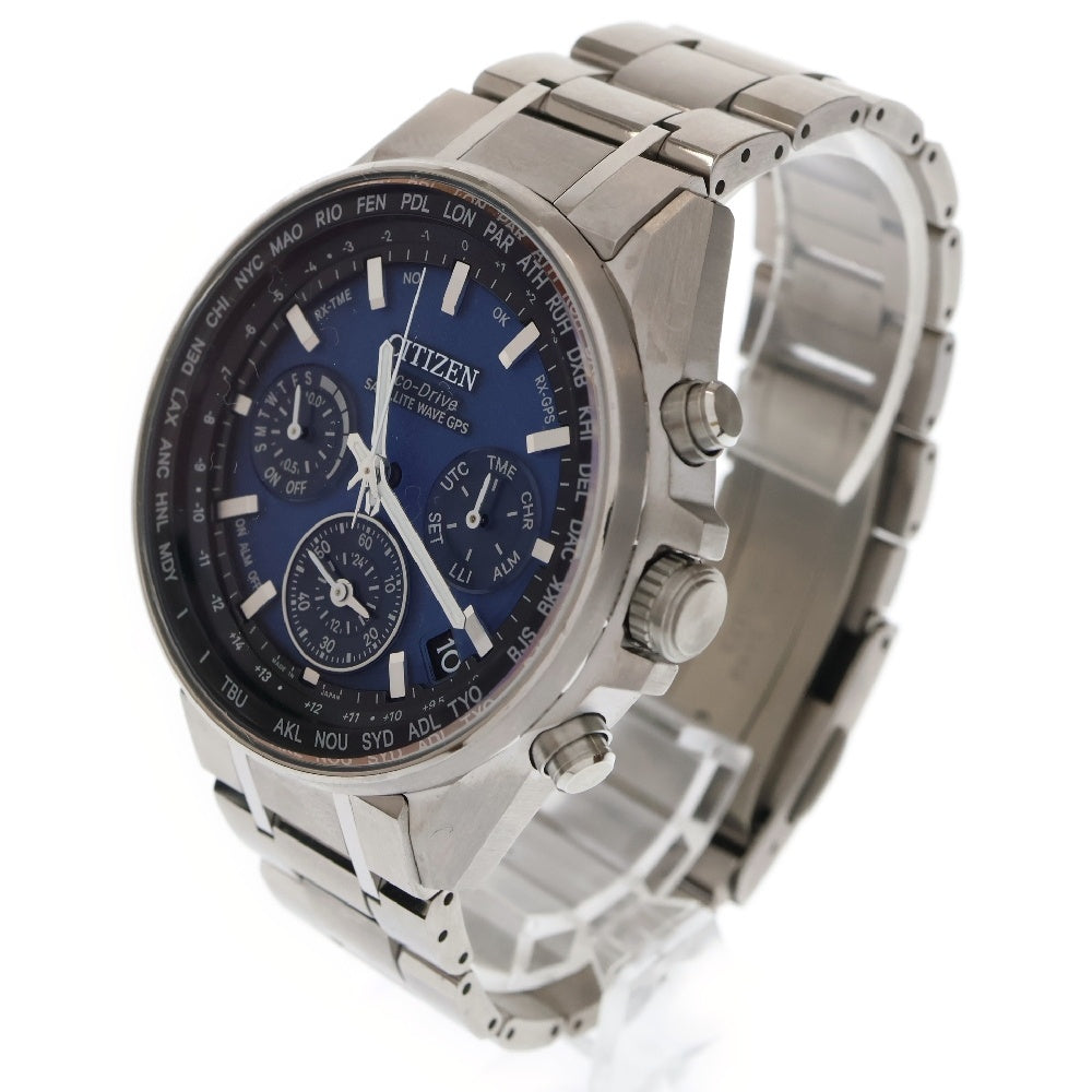 CITIZEN(シチズン) エコドライブ アテッサ ダブルダイレクトフライト 青文字盤 Ti チタン SS/AT CC4000-59L メンズ 腕時計