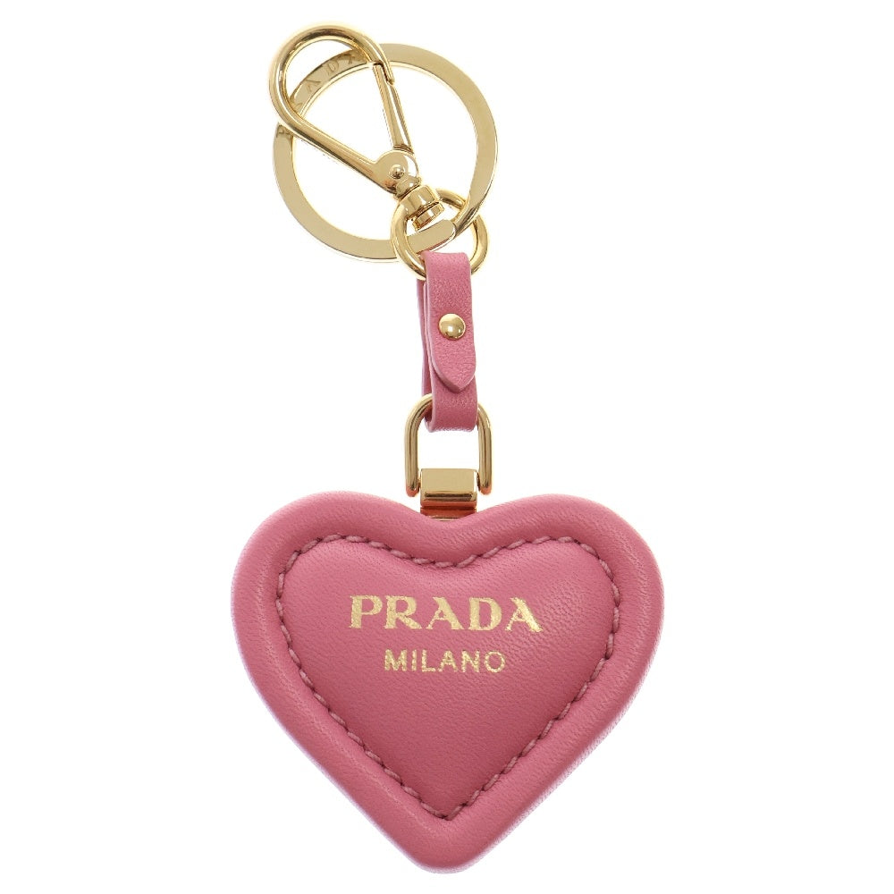 PRADA(プラダ) ロゴ ハート キーリング チャーム ピンク ナッパレザー GP 1PP172