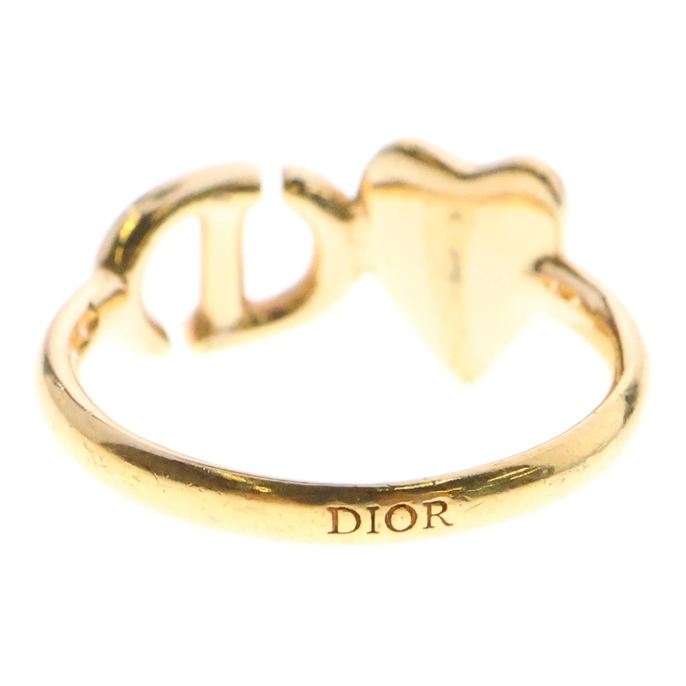 Christian Dior(クリスチャンディオール) CDロゴラインストーンリング 指輪 ハートモチーフ ゴールド×ピンク #49