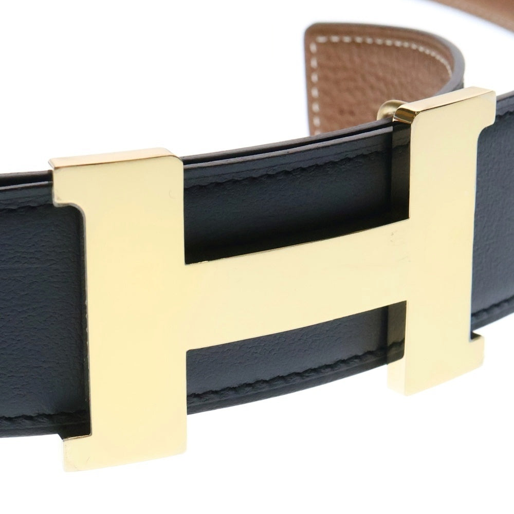 HERMES(エルメス) コンスタンス ベルト ブラック×ブラウン レザー C刻印 ゴールド金具 90サイズ