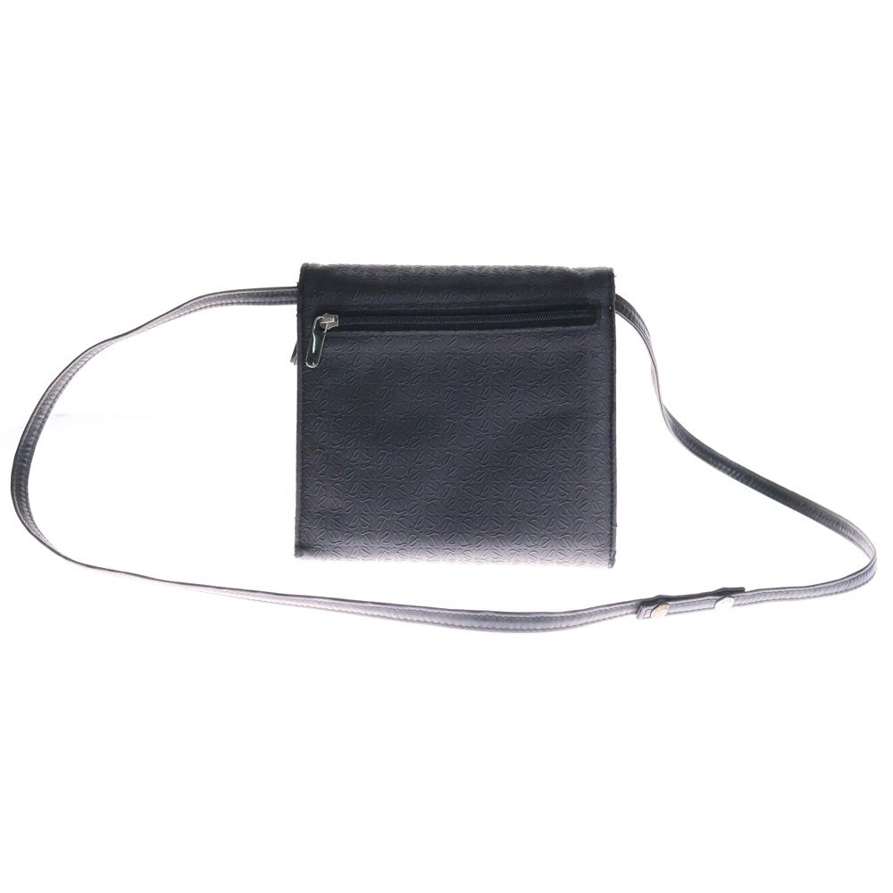 LOEWE(ロエベ) ショルダーウォレット 財布 フラップ ブラック 白ステッチ レザー