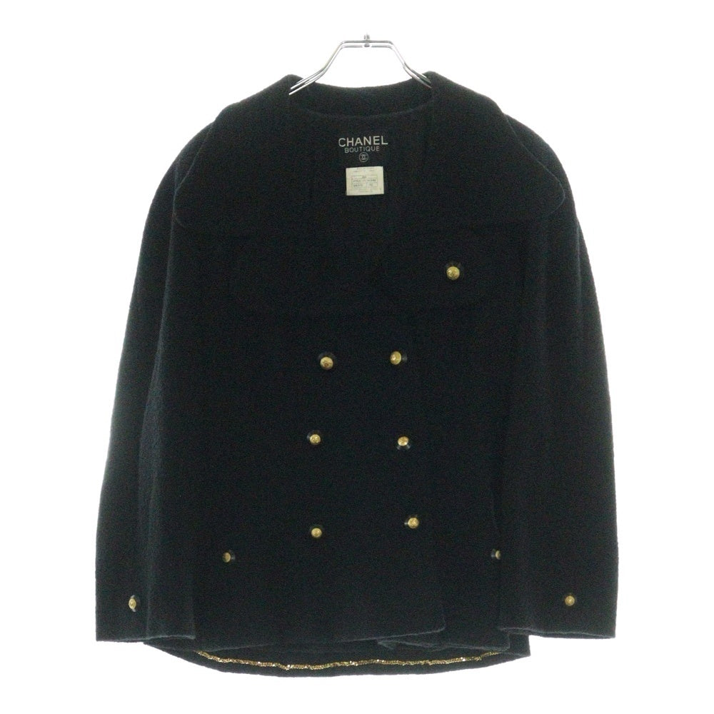 CHANEL(シャネル) 95AW セットアップ ココマークボタン ウール ダブルブレスト 裾チェーン テーラードジャケット タイトミニスカート ブラック/ゴールド レディース P05816V04346