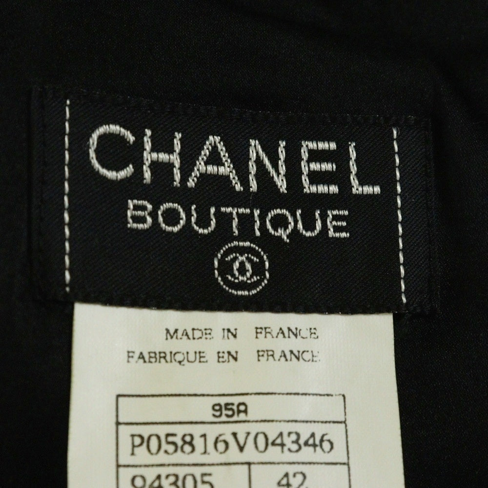 CHANEL(シャネル) 95AW セットアップ ココマークボタン ウール ダブルブレスト 裾チェーン テーラードジャケット タイトミニスカート ブラック/ゴールド レディース P05816V04346