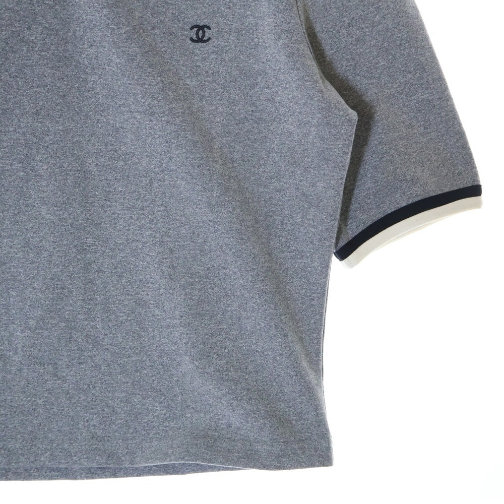 CHANEL(シャネル) ココマーク ショート丈 Vネック半袖Tシャツ グレー レディース P10692V06479